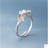 Korean S925 Sterling Silver Plum Blossom Ring main image 5