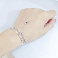 Korean S925 Sterling Silver Round Beads Snake Bone Chain Necklace main image 5
