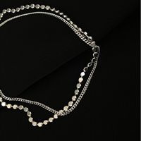 S925 Silver Double Layer Disc Anklet main image 5