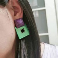 Texture Square Geometric Acrylic Contrast Color Earrings main image 1