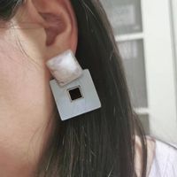 Texture Square Geometric Acrylic Contrast Color Earrings main image 4