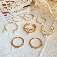 Fashion Geometric Pearl Ring 8-piece Set Wholesale main image 3