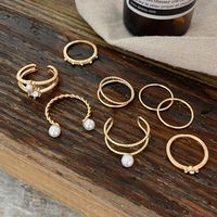 Fashion Geometric Pearl Ring 8-piece Set Wholesale main image 4