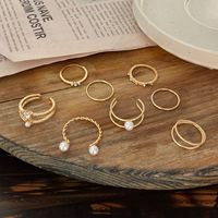 Fashion Geometric Pearl Ring 8-piece Set Wholesale main image 5