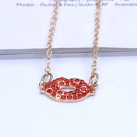 Creative Fashion Style Lips Peach Heart Multicolor Oil Drop Necklace sku image 3