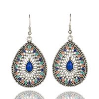 Bohemian Alloy Hollow Drop-shaped Colored Diamond Earrings Wholesale sku image 1