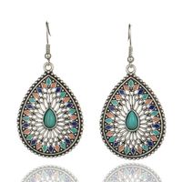 Bohemian Alloy Hollow Drop-shaped Colored Diamond Earrings Wholesale sku image 4