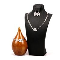 Fashion New Style Zircon Pig Nose Pendant Bracelet Earrings Set sku image 14