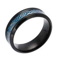 Fashion Titanium Steel Carbon Fiber Dragon Pattern Ring sku image 18