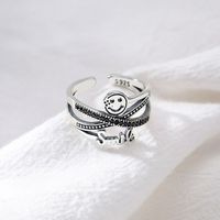 Bague Ouverte Coréenne S925 En Argent Sterling Smiley sku image 1