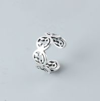 Fashion S925 Sterling Silver Hollow Smiley Face Ring sku image 1