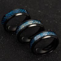 Fashion Titanium Steel Carbon Fiber Dragon Pattern Ring main image 1