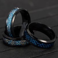 Fashion Titanium Steel Carbon Fiber Dragon Pattern Ring main image 6