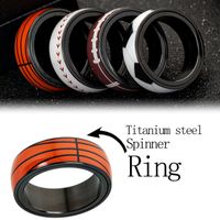 Fashion Football Basketball Baseball Rugby Stripe Titanium Steel Ring main image 1