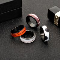 Fashion Football Basketball Baseball Rugby Stripe Titanium Steel Ring main image 4