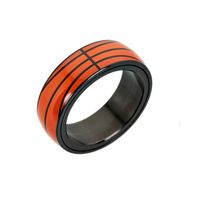 Fashion Football Basketball Baseball Rugby Stripe Titanium Steel Ring main image 3
