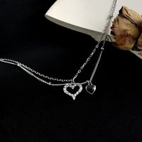 925 Silver Glitter Diamond Love Double Layer Anklet main image 3