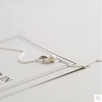 S925 Sterling Silver Fashion Style Small Leaf Pearl Bracelet main image 3