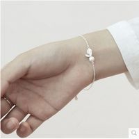 S925 Sterling Silver Fashion Style Small Leaf Pearl Bracelet main image 4