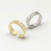 S925 Silver Concave-convex Fashion Style Surface Open Ring main image 3