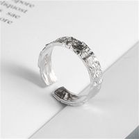 S925 Silver Concave-convex Fashion Style Surface Open Ring main image 4