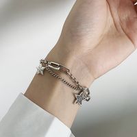 Korean S925 Sterling Silver Star Five-pointed Star Diamond Bracelet main image 4