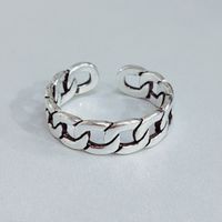 S925 Sterling Silver Retro Thai Silver Style Simple Chain Twist Open Ring main image 4