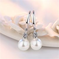Korean Zircon Pearl Silver Earrings Wholesale main image 4