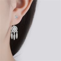 Korean Feather Dream Catcher Short Earrings main image 1