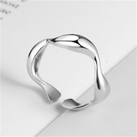 Fashion S925 Sterling Silver Irregular Wave Pattern Smooth Open Ring main image 4