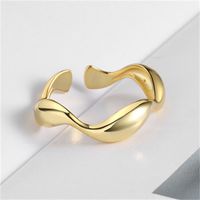 Fashion S925 Sterling Silver Irregular Wave Pattern Smooth Open Ring main image 3