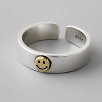 Korean Smiley Wide S925 Sterling Silver Open Ring Wholesale main image 1