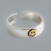 Korean Smiley Wide S925 Sterling Silver Open Ring Wholesale main image 4