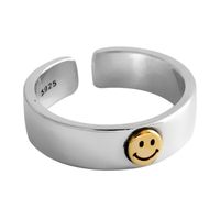 Korean Smiley Wide S925 Sterling Silver Open Ring Wholesale main image 6