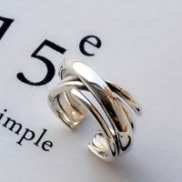 Fashion S925 Silver Winding Irregular Cross Open Ring Wholesale main image 1