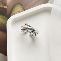 Fashion S925 Silver Winding Irregular Cross Open Ring Wholesale main image 4