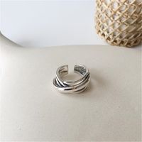Fashion S925 Silver Winding Irregular Cross Open Ring Wholesale main image 5