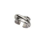 Fashion S925 Silver Winding Irregular Cross Open Ring Wholesale main image 6