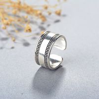 Wholesale Korean Geometric Carved Wide Open Copper Ring main image 2