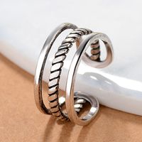 Retro S925 Sterling Silver Twist Multi-layer Open Ring main image 1