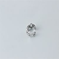 Fashion S925 Sterling Silver Hollow Smiley Face Ring main image 6