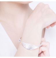 Fashion S925 Sterling Silver Leaf Glossy Open Bracelet main image 3