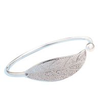 Fashion S925 Sterling Silver Leaf Glossy Open Bracelet main image 6