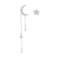 Korean Style Star And Moon Asymmetric Long Tassel Earrings main image 6