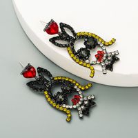 Cartoon Character Little Girl Styling Alloy Inlaid Color Rhinestones Earrings main image 4