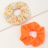 New Flower Korean French Retro Solid Color Hair Scrunchies Set sku image 2