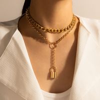 Fashion Thick Chain Geometric Pendantmulti-layer Necklace main image 3