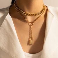 Fashion Thick Chain Geometric Pendantmulti-layer Necklace sku image 1