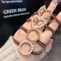 Korean Style Imitation Pearl Heart Circle Ring Head Rope main image 1