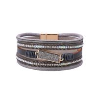 Bohemian Hot Diamond Multi-layered Wide-sided Magnetic Buckle Bracelet main image 6